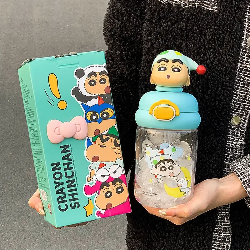 500ML Crayon Shin-chan Kawaii Water Bottle Tritan 3D Cute Sport Plastic Sippy Cup Poratable Drinkware Leakproof Bottles Cups New