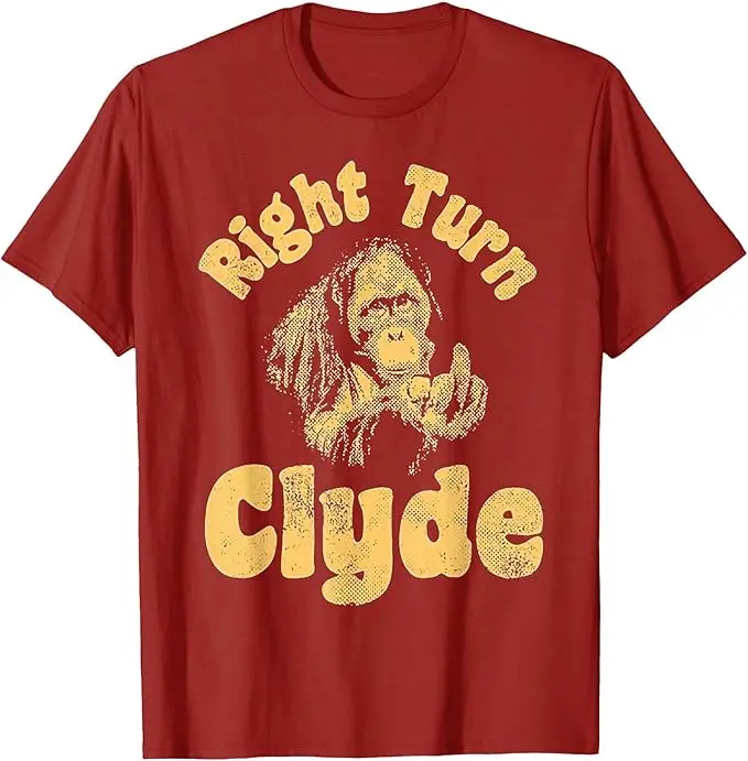 Right Turn Clyde T-Shirt Y2k Gorilla Flipping The Bird Graphic Damen Herren Kleidung Filmreferenz Ästhetisches Spruch-T-Shirt Neuheit – Detail 7