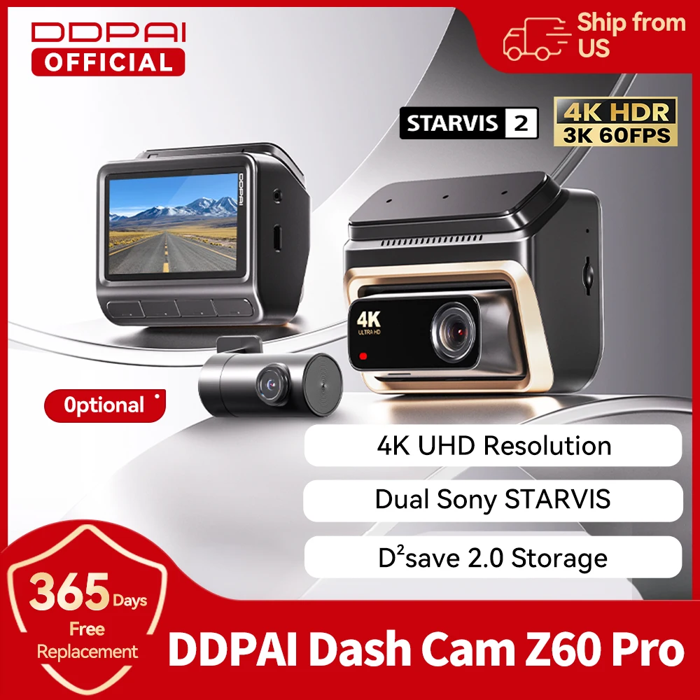 2025 New Ddpai 4k Dash Cam Z60 Pro Support Front and Rear Car Camera Sony