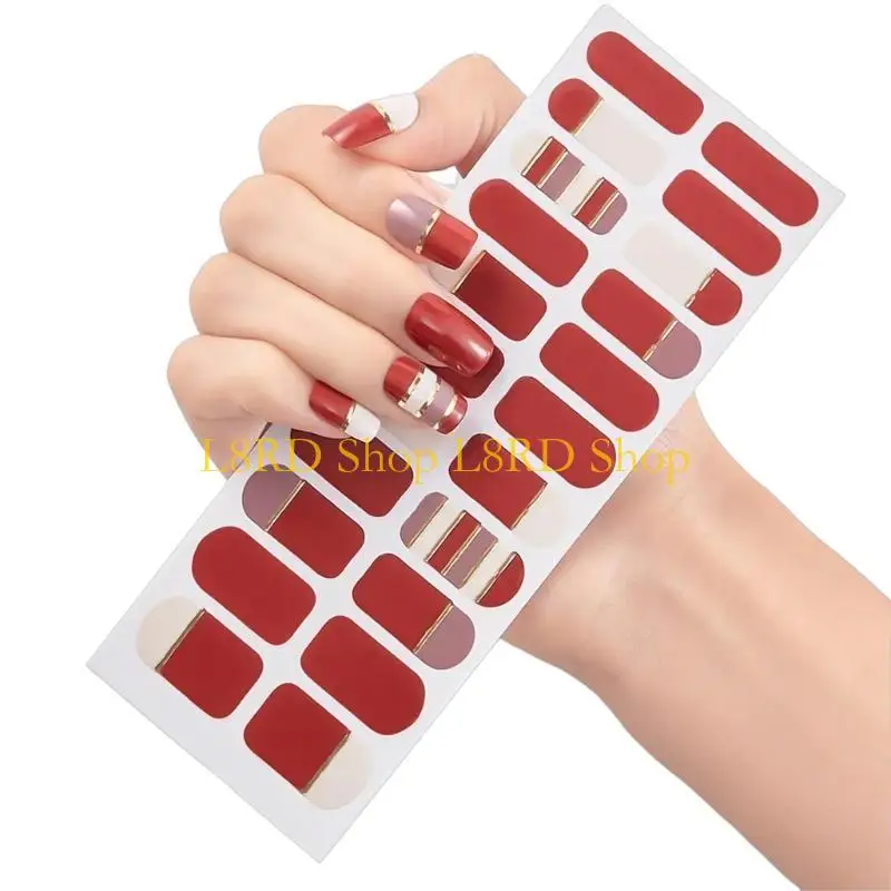 L8RD Semi Cured Gels Nails Polish Strips Adhesive Full Wrap Gels Nails Art Stickers