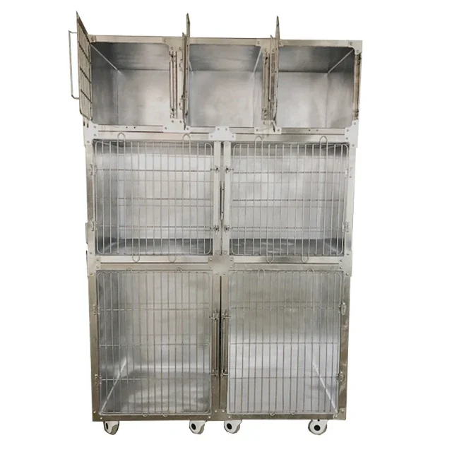 Custom 304 Stainless Steel Veterinary Dog Kennel Cage Bank