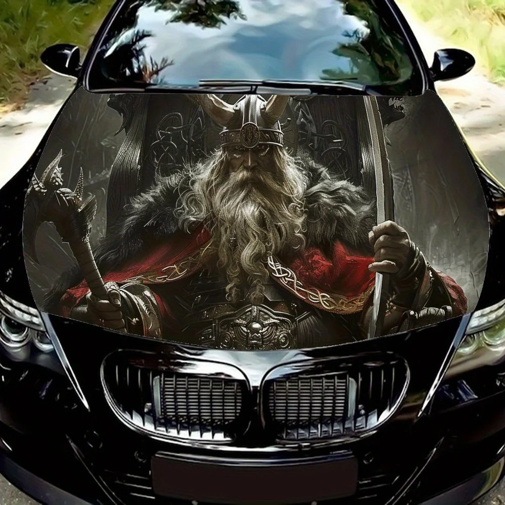 

PVC vinyl film with Viking Warrior art pattern | self-adhesive waterproof decal, suitable for car hood, vehicle protection