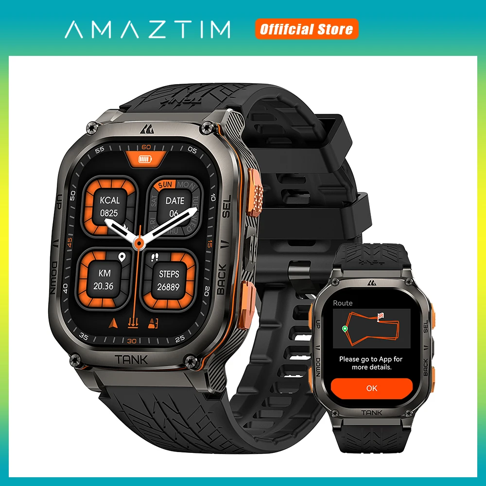 2024 AMAZTIM TANK M3 Ultra GPS Smartwatches For Men Waterproof Smart watches Women Fitness AOD Electronic Military Digital Watch