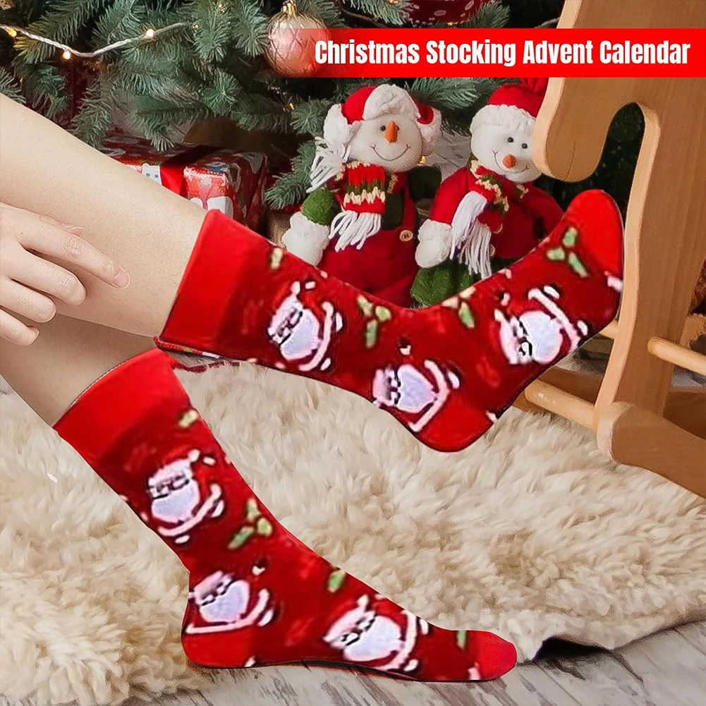 جوارب عيد الميلاد تقويم القدوم 2025 تقويم قدوم عيد الميلاد مع 24 زوجًا من جوارب عيد الميلاد تقويم العد التنازلي لعيد الميلاد للنساء والرجال #2