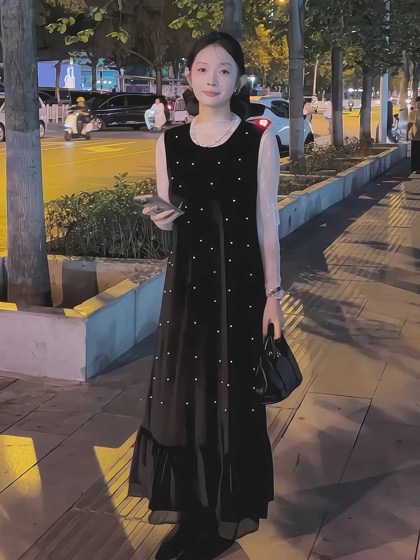 

Hebe Sle Small Fraance Set Women's Autumn 2025 Ultra ular Lace Base Silk Velvet Vest Skirt Two-Piece Set Faionable