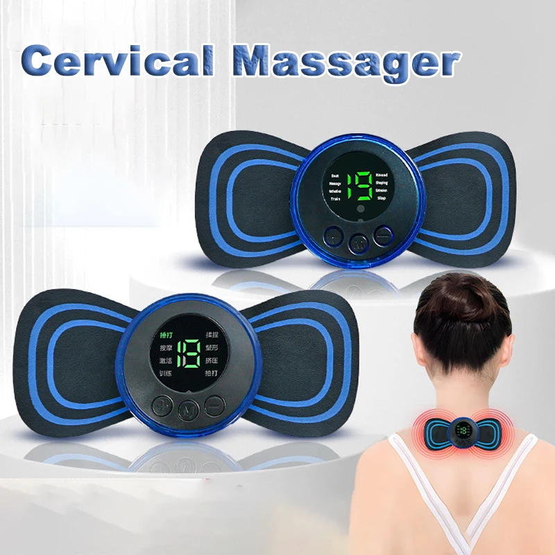 EMS Portable Neck Massager Mini Cervical Back Muscle Pain Relief Patch Massageador Stimulator Mat Leg Body Health Care Tool