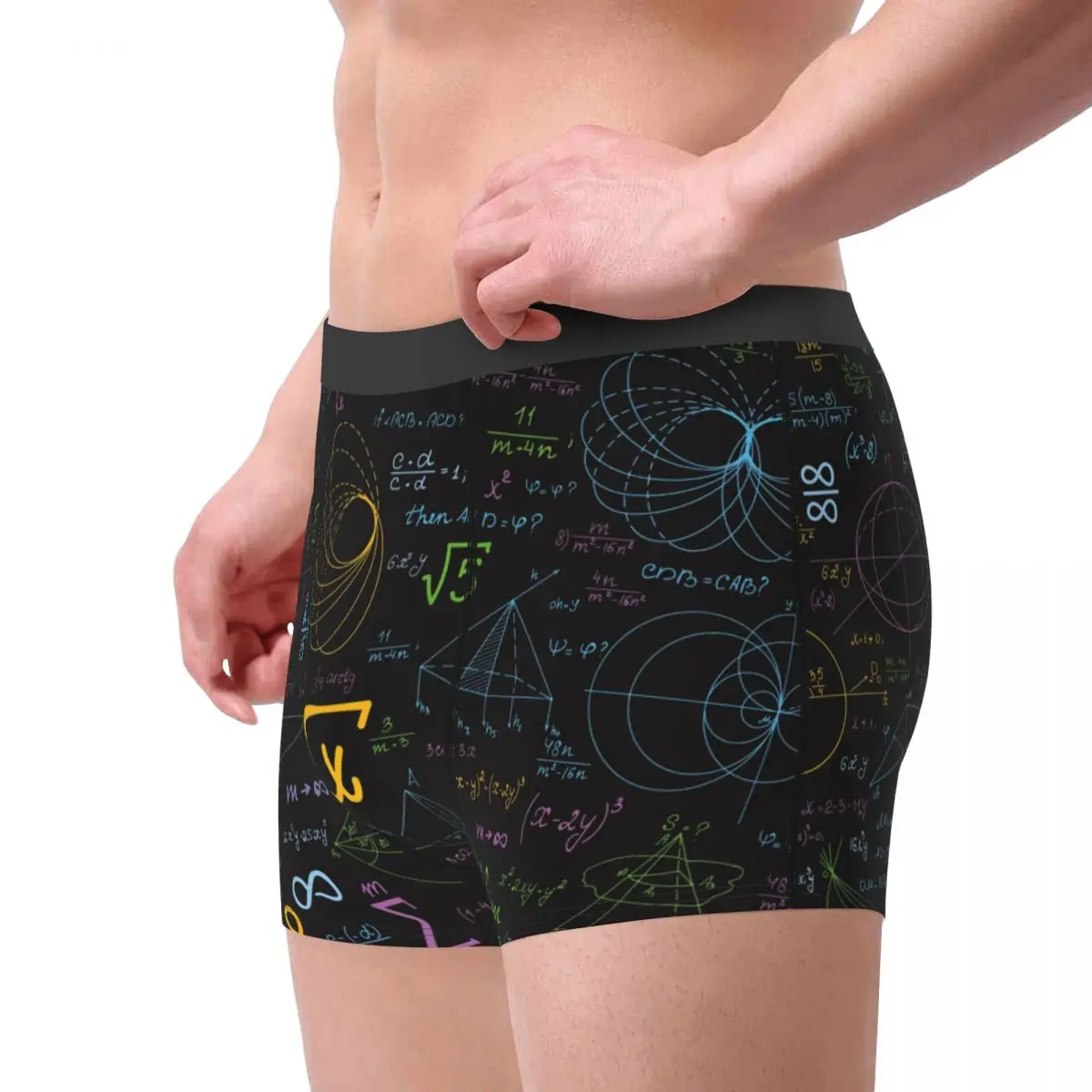 Men Math Equations Underwear Printed Boxer Shorts Panties Homme Breathable Underpants Plus Size