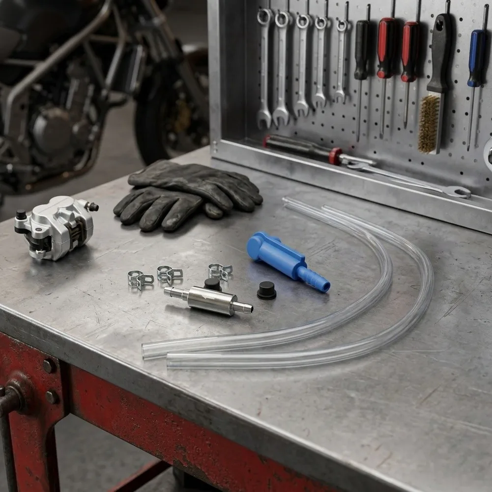 Brake Bleeder Kit With One-Way Check Valves, Quick-Connect Hose For Motorcycle Hydraulic Brake And Clutch Fluid Changing, Leak R