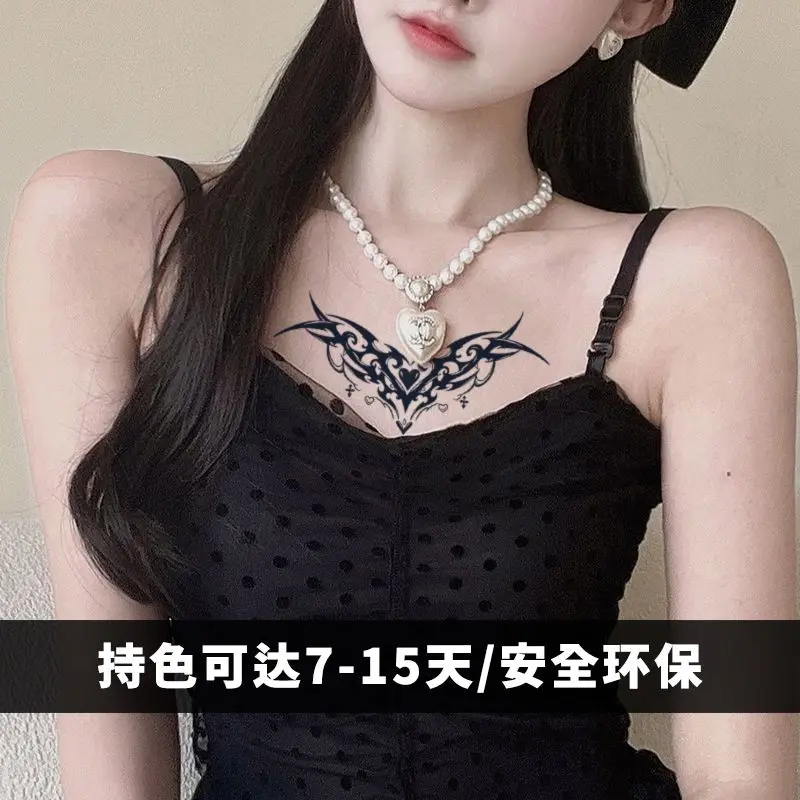 Herbal Succubus Fake Tattoo for Woman Sexy Hotwife Tattoo Waterproof Heart Wings Art Temporary Tattoos Sticker Lasting Stickers