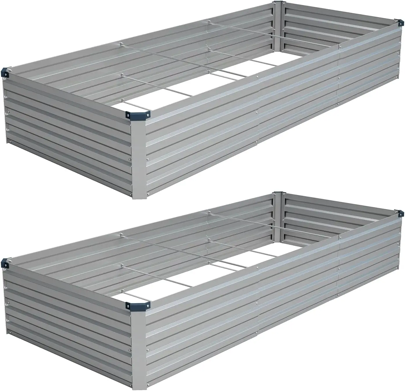 2er-Pack 9x3x1FT Verzinktes Hochbeet-Set, Outdoor-Metall-Pflanzkasten für Gemüse, Rechteckiger Stahlbehälter, Einfache Montage