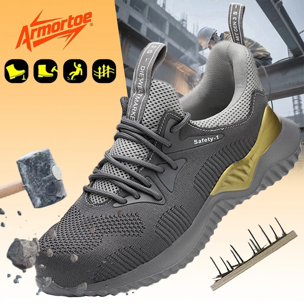 

ArmorToe Men's Ultra Light Construction Safety Shoes Anti-Smash Puncture Breathable Comfort Casual Work #Armor3060