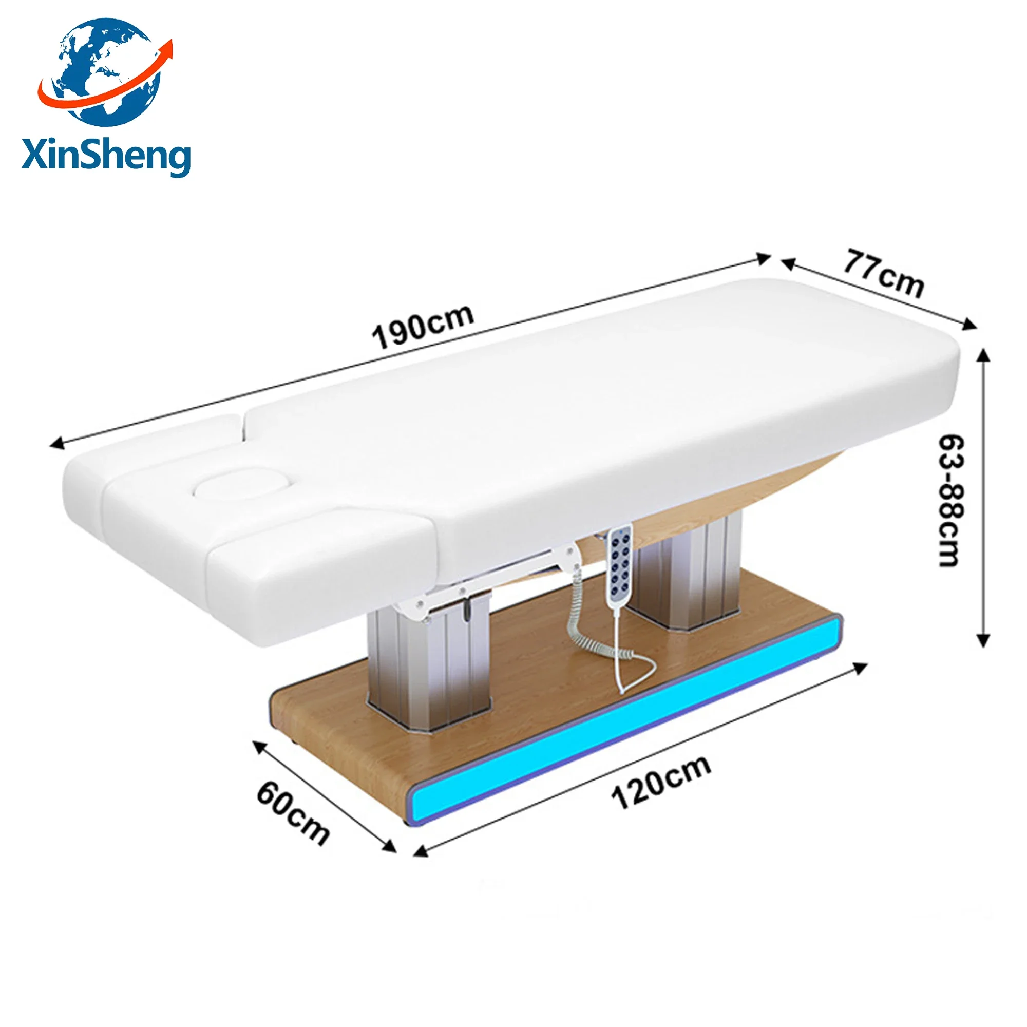 Xingsheng cama elétrica de cuidados de beleza, mesa de massagem de hidroterapia facial, cadeira de salão de beleza, camas de cílios, cadeiras de massagem para pés, móveis de spa