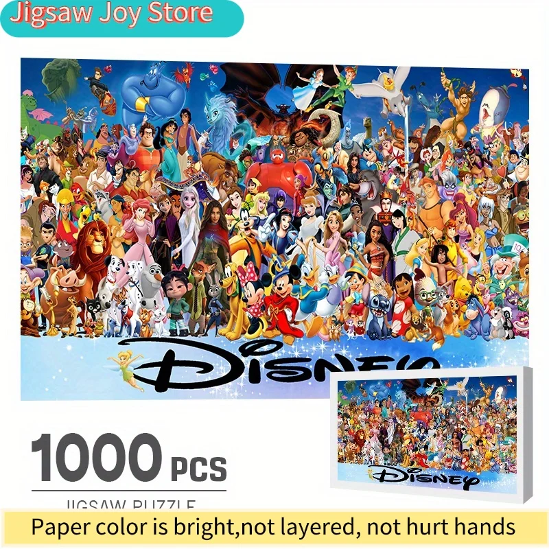 

Пазл с героями мультфильмов Диснея - 74,93 см x 49,78 см, из толстого переработанного дерева, яркие персонажи Диснея, семейная игра для вечерних развлечений.