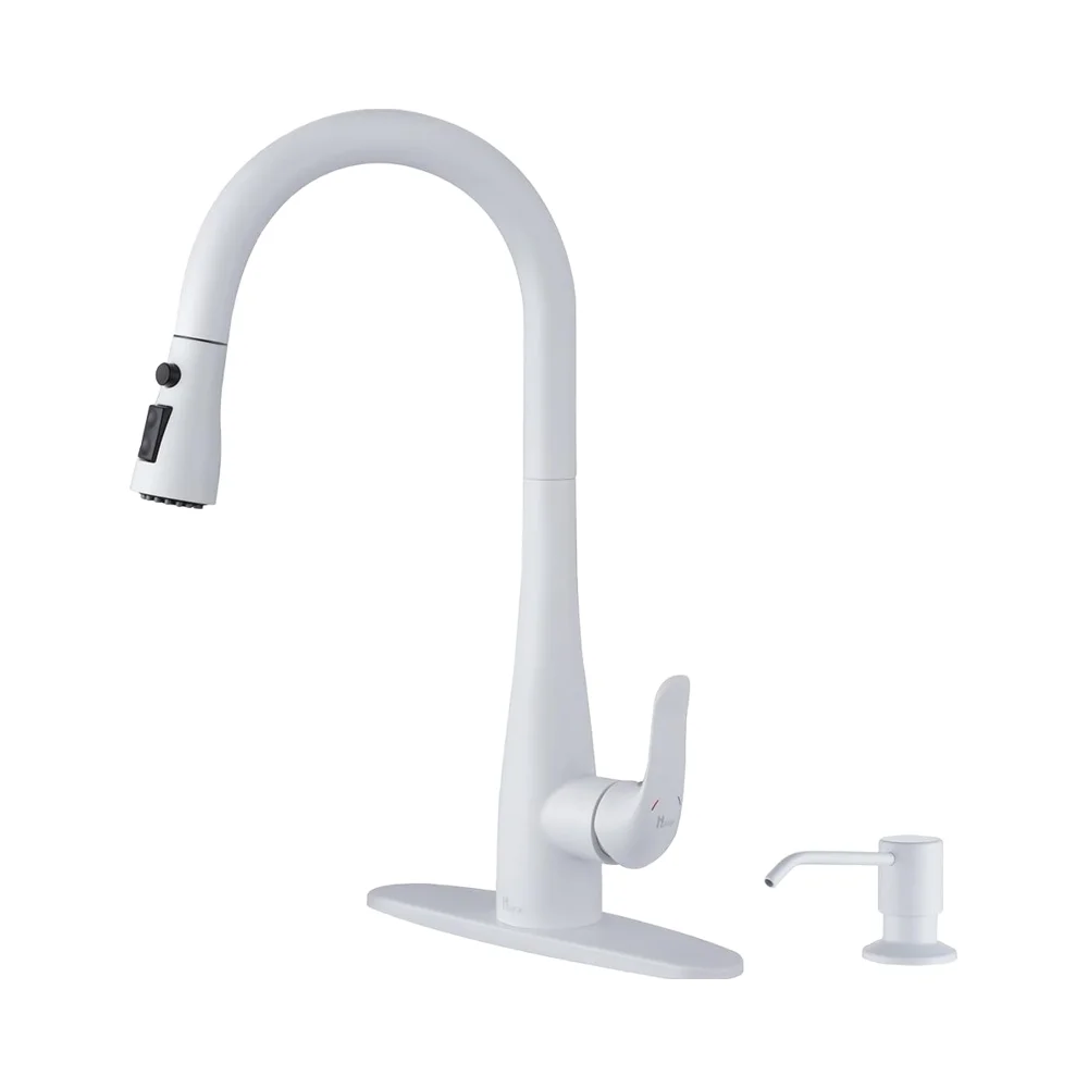 Kitchen Faucet Soap Dispenser Pull Sprayer Brushed Stainless Steel Single Handle Single Hole Modern Deck Ceramic Rotatable Hotel