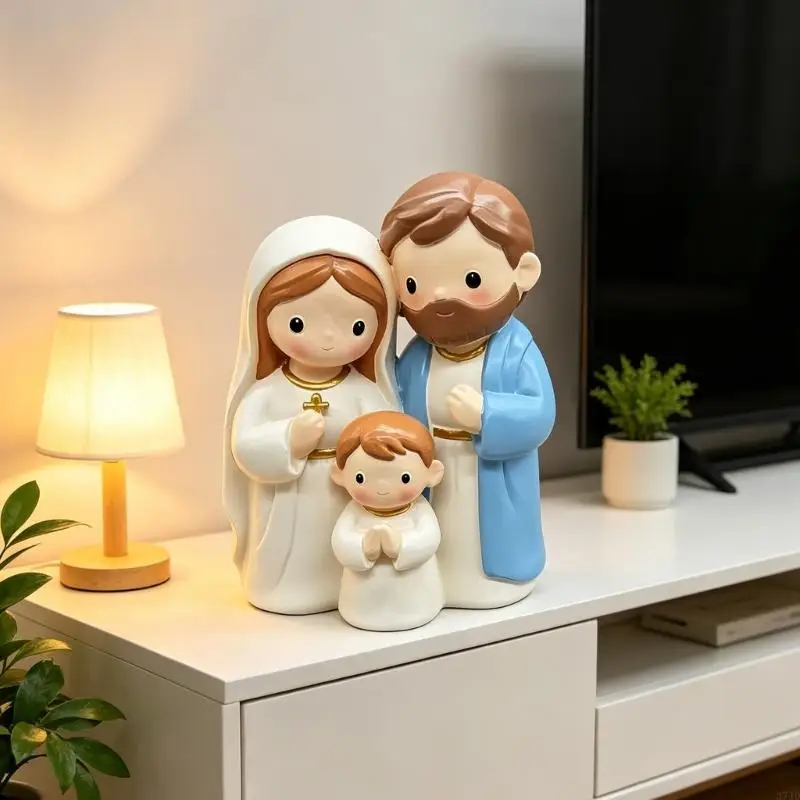 Weihnachten Krippe Heilige Familie Statue Desktop Ornament Weihnachtsdekorationen Handbemalte Krippenfiguren 37JD