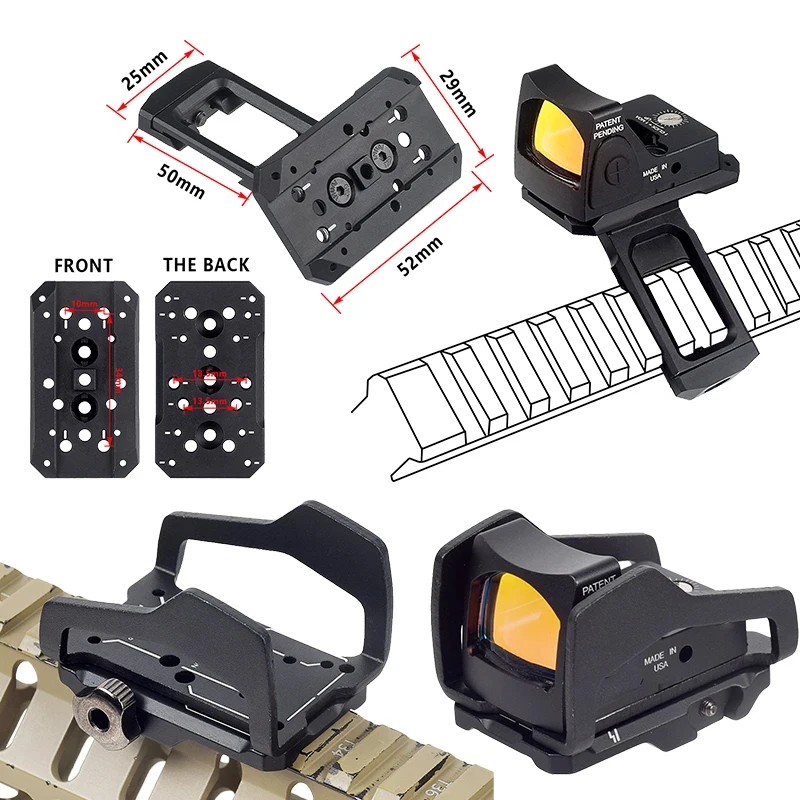 

Тактическое 45-градусное оптическое крепление с красной точкой, металлическое крепление для прицела с ЧПУ, фиксированный кронштейн для охоты, прицеливания, подходит для планки Пикатинни 20 мм