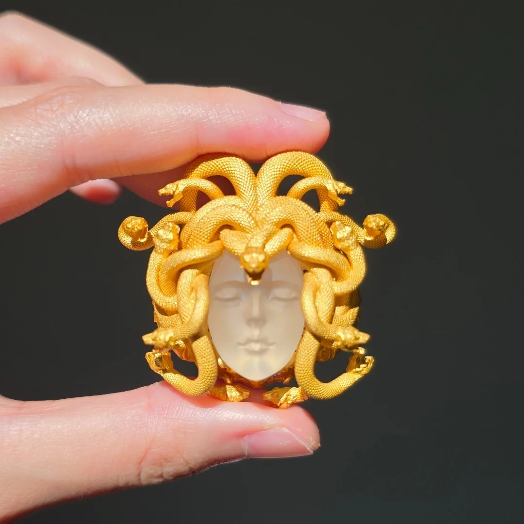 Unisex Gothic Greek Queen Snake Ring Gold Adjustable Open Band Handmade Vintage Punk Fashion Jewelry Accessory