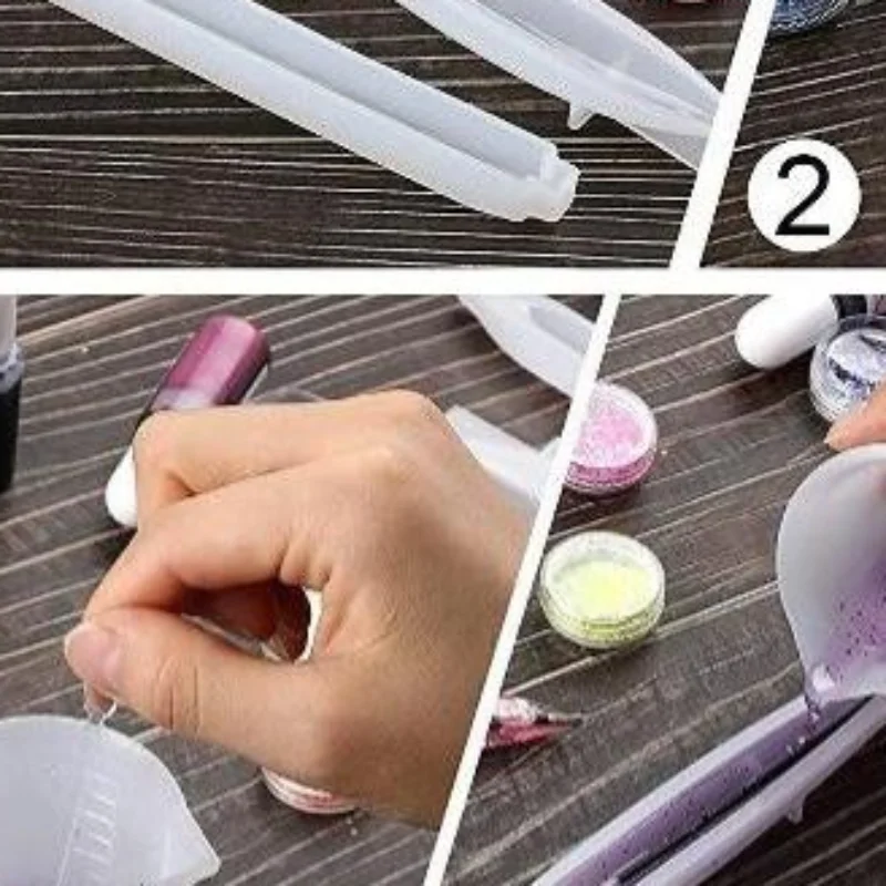 1/3/10/15Pcs Epoxy Resin Casting Molds Transparent Pen Bookmark Heart-Shaped Keychains Silicone Mold For Handmade Stationery