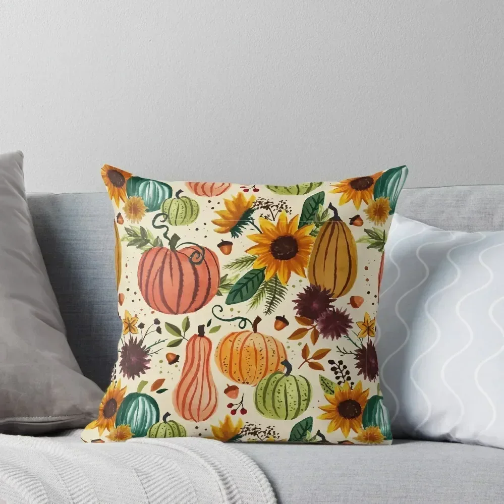 

Pumpkin Watercolor Pattern Throw Pillow Christmas Pillowcase Pillow Cases Decorative Plaid Sofa anime girl pillow