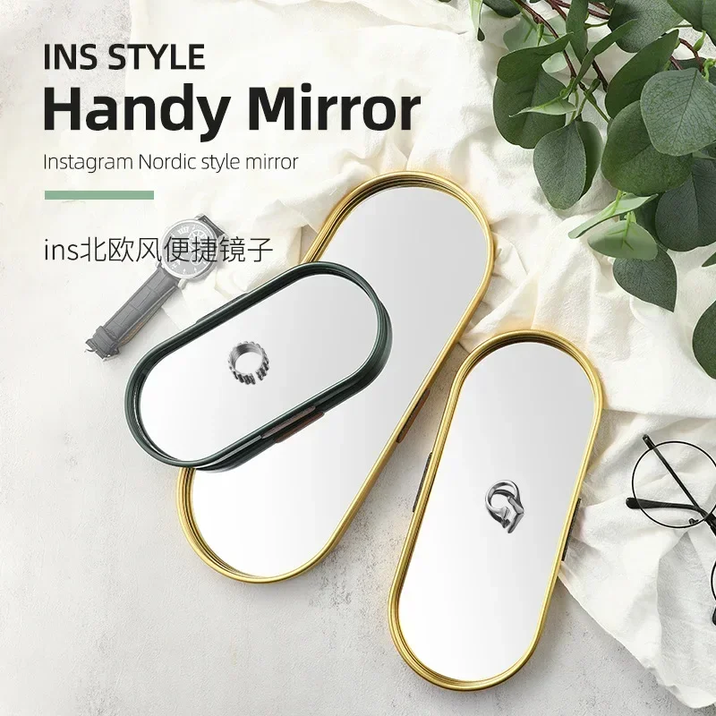 Korean wind mirror metal tray girls bedroom cosmetic storage tray porch decorative ornaments home tray