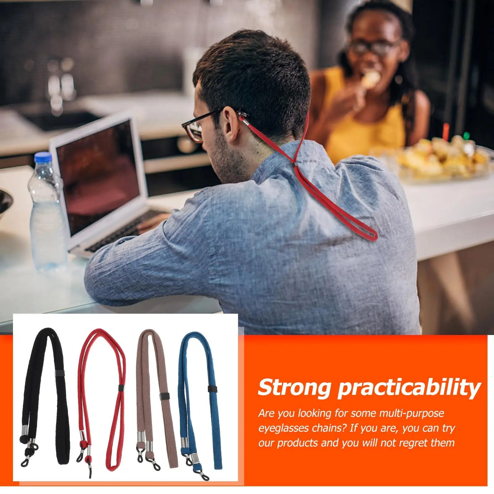 4 pièces lunettes corde élastique réglable anti-dérapant lunettes de soleil sangle en alliage de Zinc Durable sport bande lunettes Protection du travail haut de gamme