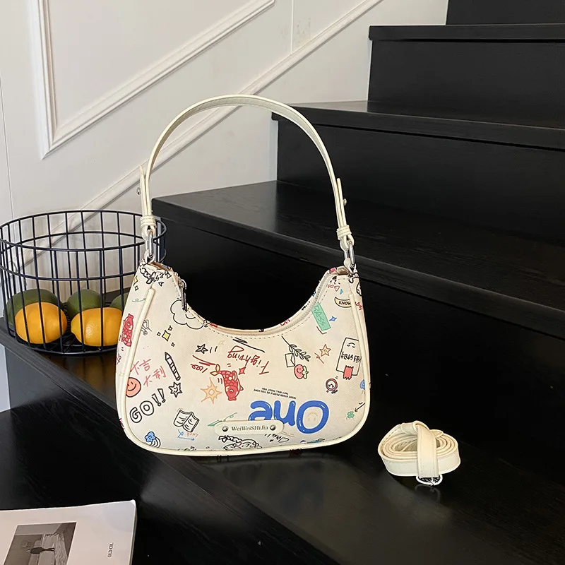 

2025 New Designer Bag - Small Shoulder/Held Purse for Women, Premium Graffiti Print, Trendy Underarm Bag, Unique & Stylish