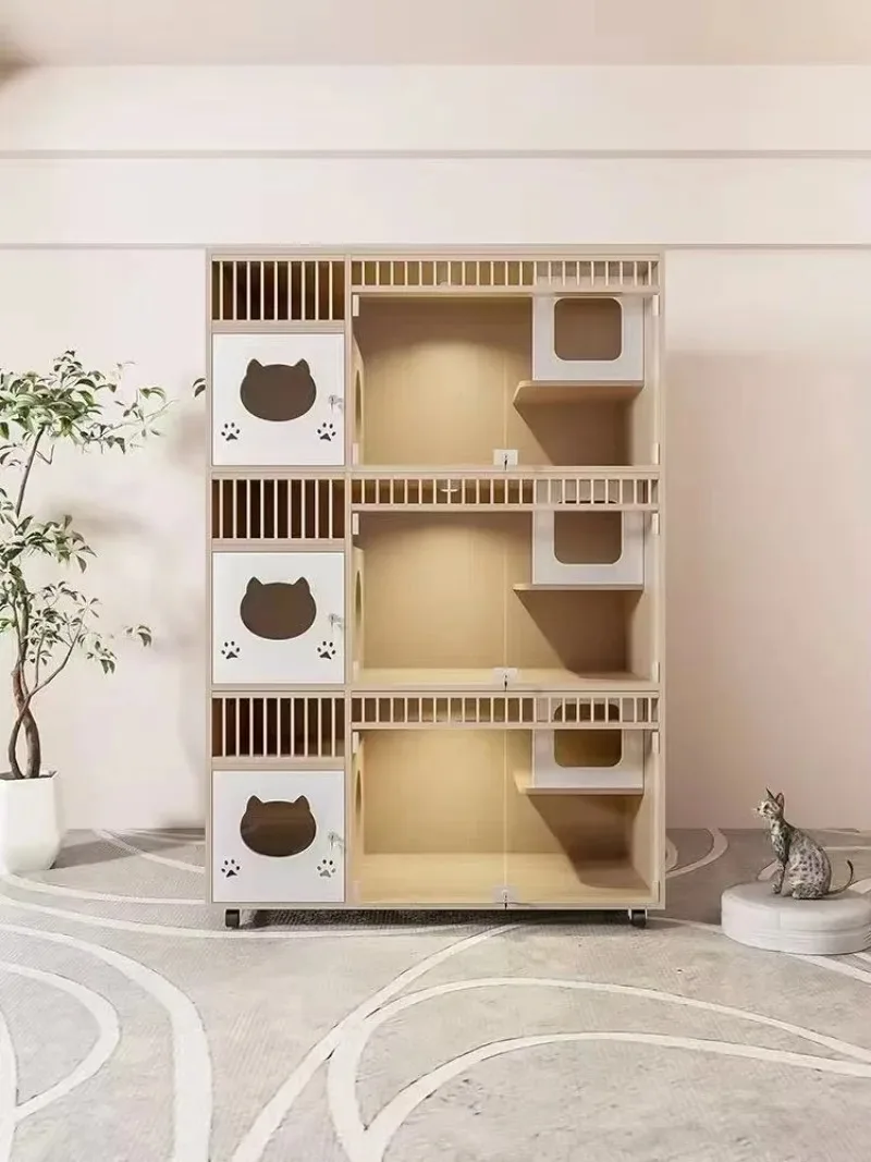 Panoramic Luxury Wooden Cat Villa - Luxury Modern Design Customizable Large Cage and Premium Nest