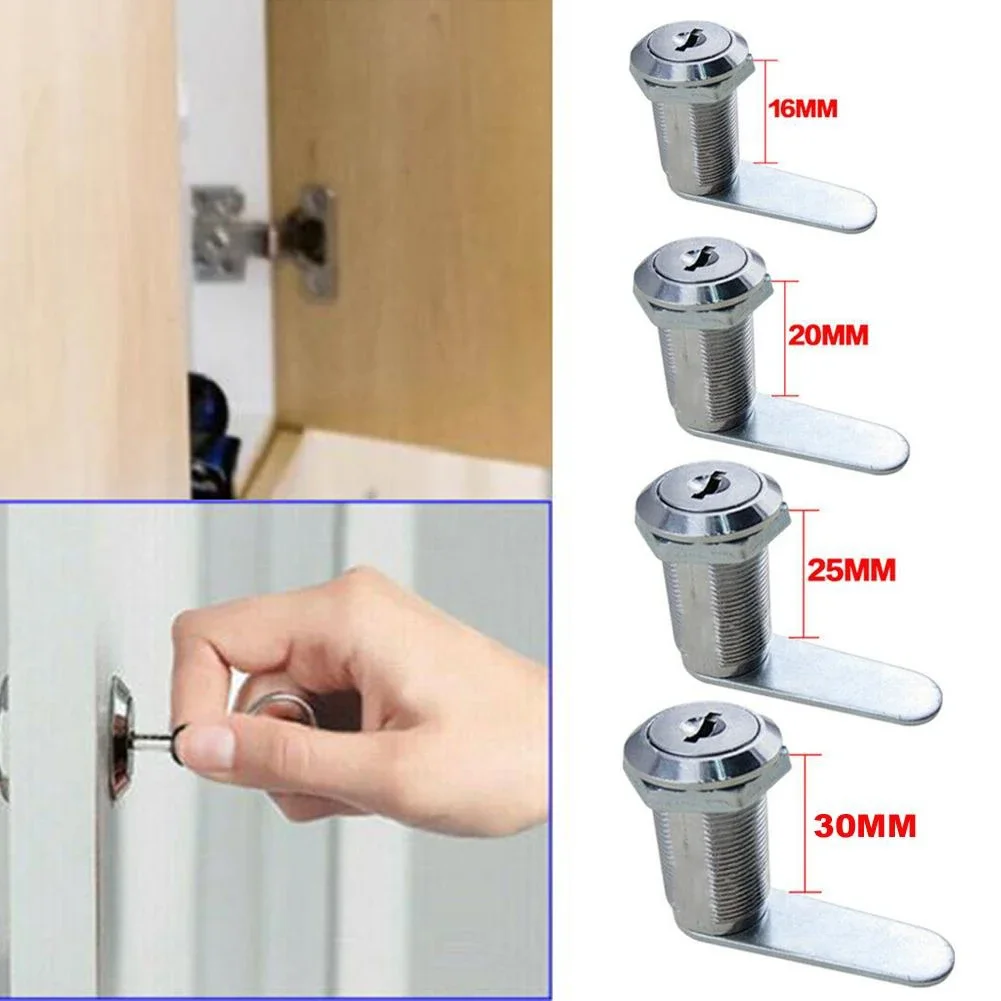 

Reliable Metal Cam Lock, 20mm/16mm/25mm/30mm Diameter, For Tool Cabinets, Drawers, Mailboxes 2 Keys For Convenient Access