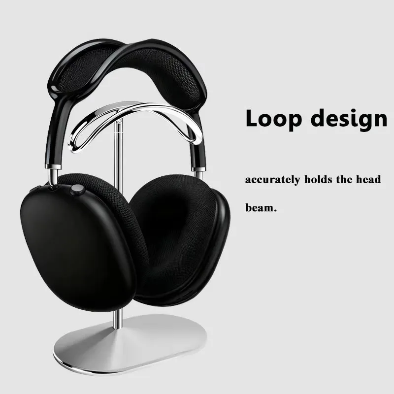 Metal Curved Headphones Stand for Airpods Max Aluminum Alloy Headset Holder Desktop Display Shelf with Anti-slip Base Space Savi - view 4