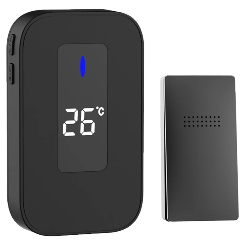 C303B Home Wireless Music Doorbell Temperature Digital Display Remote Control Elderly Pager Waterproof Self-generating Power