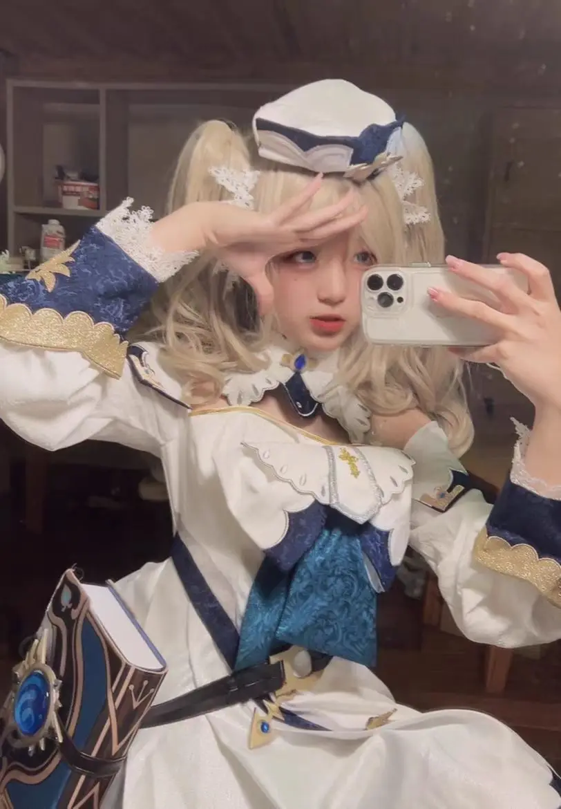 MiHoYo gra Genshin wpływ Barbara biały kostium Cosplay Lolita księżniczka jednolite aktywność strona komiks Con prezenty urodzinowe i świąteczne