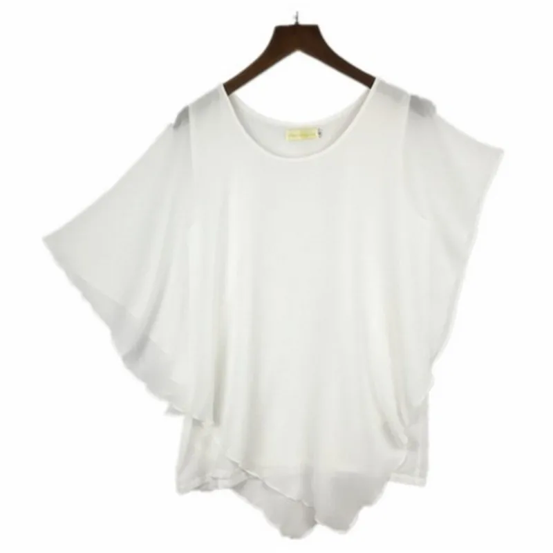 2024 New Fashion Casual Women Short Sleeve Blouse And Shirts Summer Loose Slim O Neck Batwing Sleeve Chiffon Shirts XL vintage