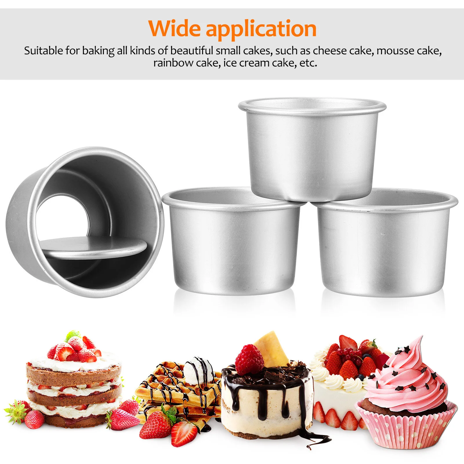 4 Pcs Cake Mold Baking Mould Stainless Steel Dessert Molds Tins Bakeware Mini 2 Inch Cake Pans Small