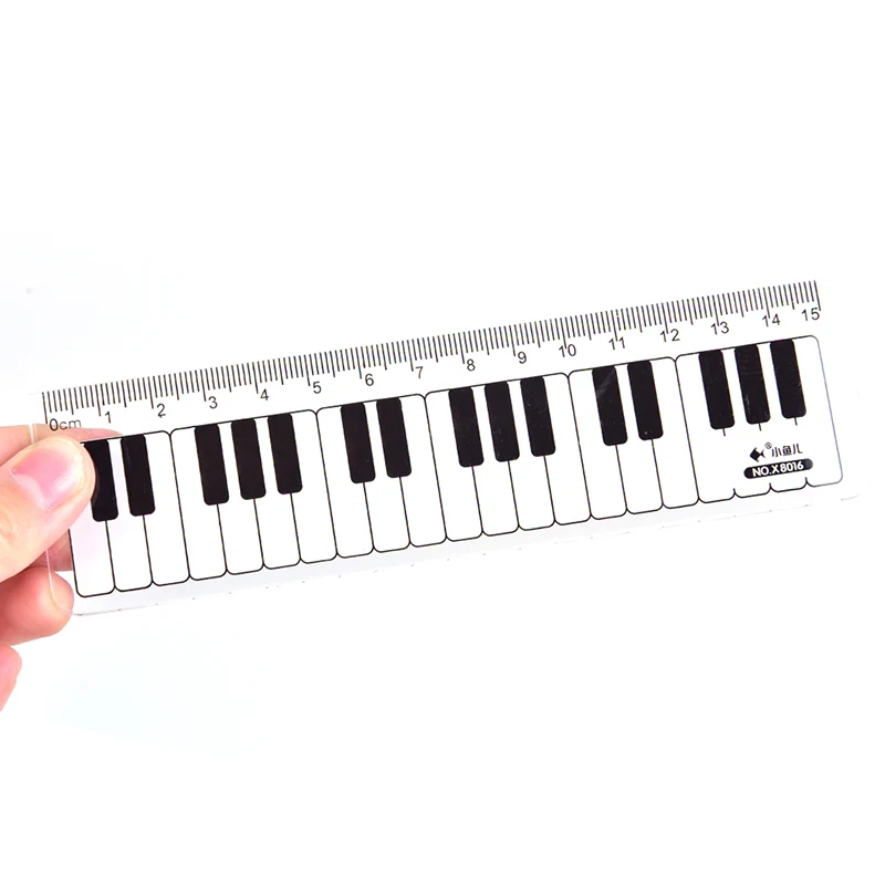 Régua de Piano Criativa, Régua Teclado, Plástico Preto e Branco, 6in, 1PC, 15cm