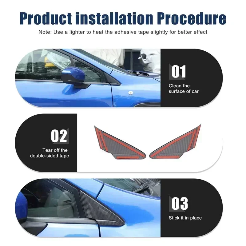 2PCS Dry Carbon Fiber Car Rearview Side Mirror Triangle Base Cover Trim Accessories Kit For Subaru WRX 2022-2025