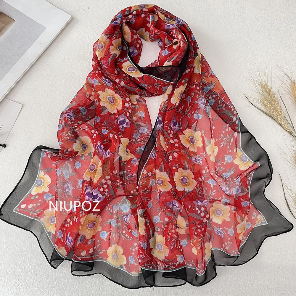 Sunflower Beautiful Women Foulard Elegant Chiffon Georgette Bandana Scarf Summer Beach Silk Feeling Sun Protection Thin
