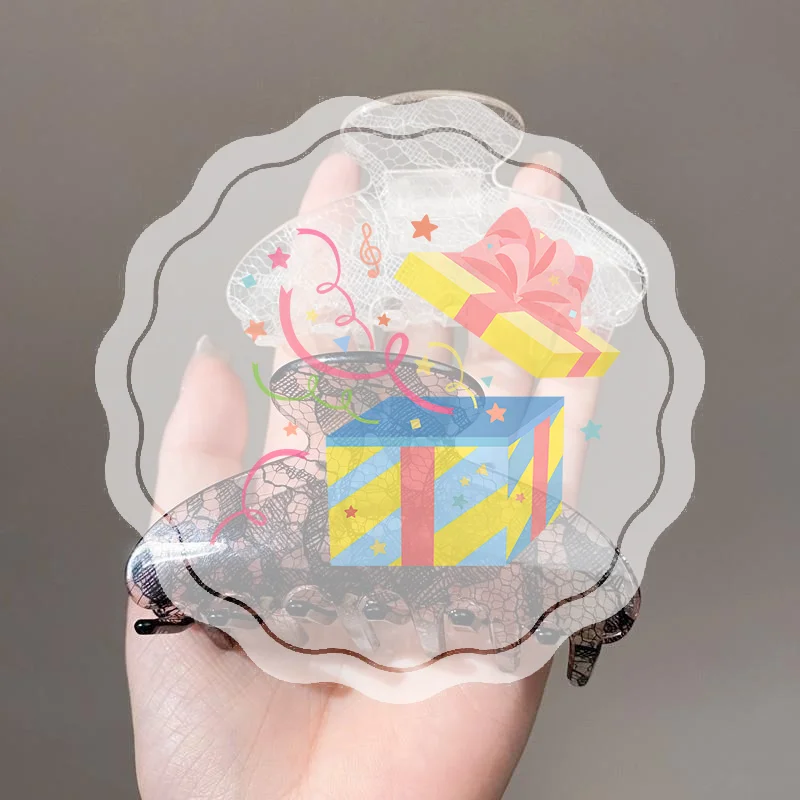 

1pc New Style Elegant Ins Style Hair Clip With Acetate Lace Pattern For Back Of Head; Korean Style Claw Clip