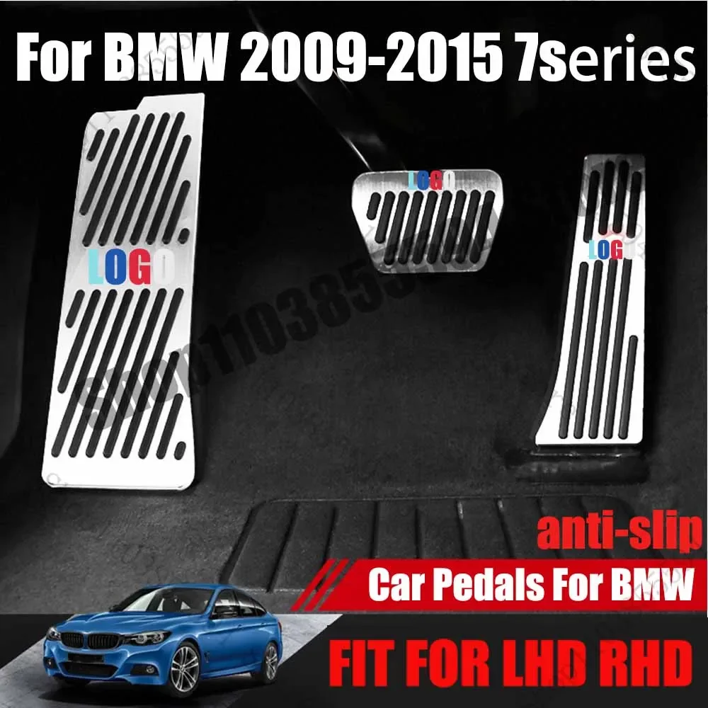 For BMW 2009-2015 7series  Aluminum Car Foot Rest Pedal Accelerator Brake Pedals Cover Non-slip Pad