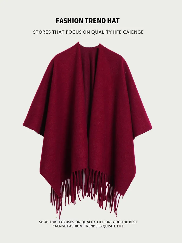 Winter Scarf for Women Cashmere Warm Solid Pashmina Blanket Wraps Female Thick Soft Big Tassel Shawl Long Poncho Echarpe D834