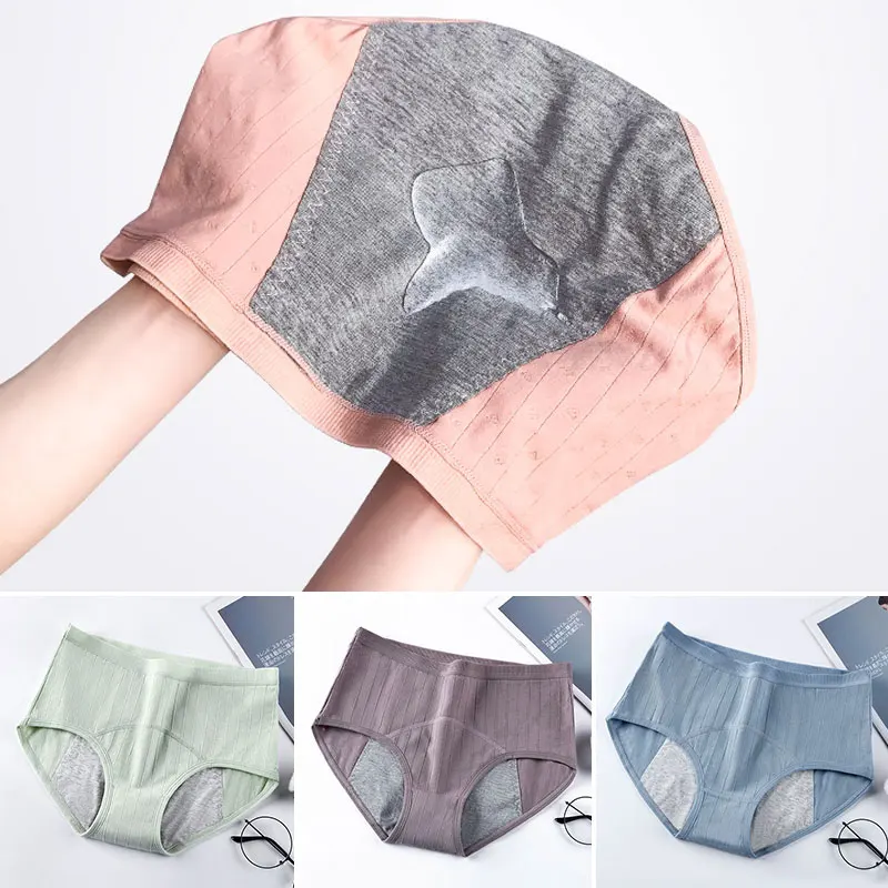 Women Underwear Period Pants Menstrual Knickers Cotton Panties Mid-Waist Breathable Leak-Proof