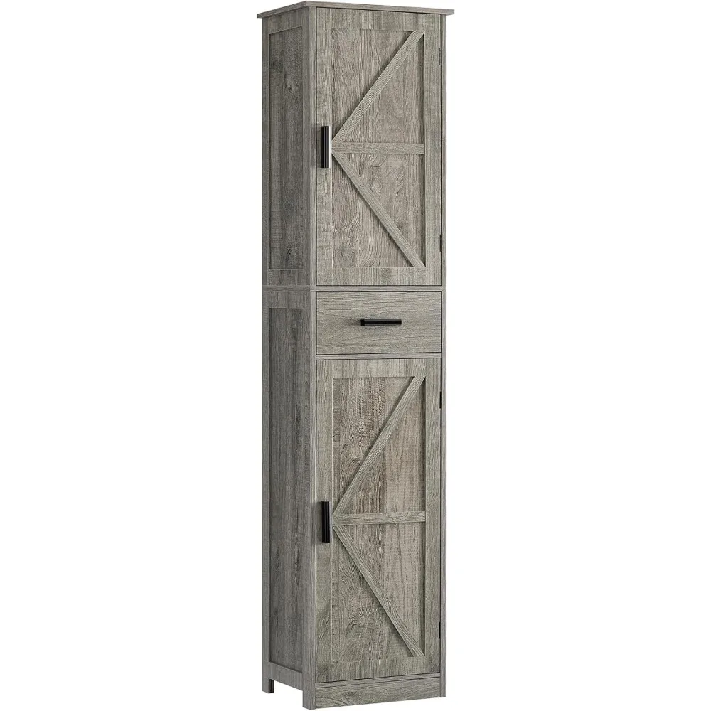 

67.1" Tall Storage Cabinet, Bathroom Cabinet with 6 Shelves & Drawer, Slim Storage Cabinet with Adjustable Shelves, Freestanding