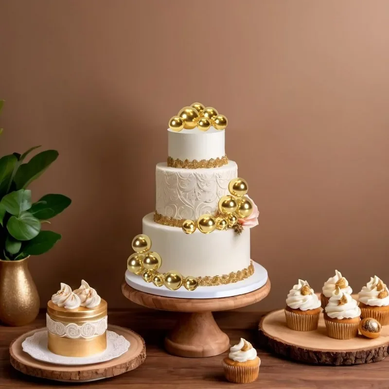 20 Pcs Ball Cake Topper Decorations Mini Balloons Cake Topper Sticks Gold Balls Cake Picks Topper Balls Decorations