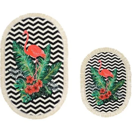 Dowry Wonderland Flamingo Oval Bath Mat Set 2 Li