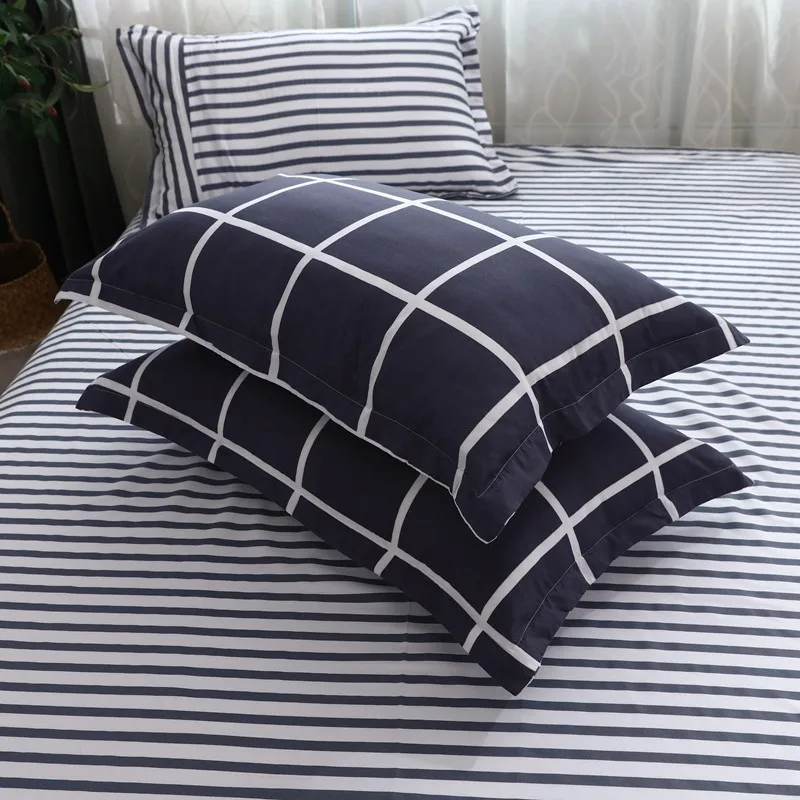 Einfache, karierte, bedruckte, geometrisch gemusterte, rechteckige Kissenbezüge mit Umschlagmuster, 2 Stück, 48 x 74 cm, Kissenbezug für Erwachsenenbett – Detail 5