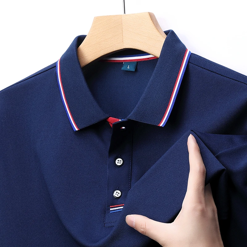 

Light Luxury High-quality Summer New Men's Short Sleeved T-shirt with Ice Silk Lapel Polo Shirt Casual Business Top