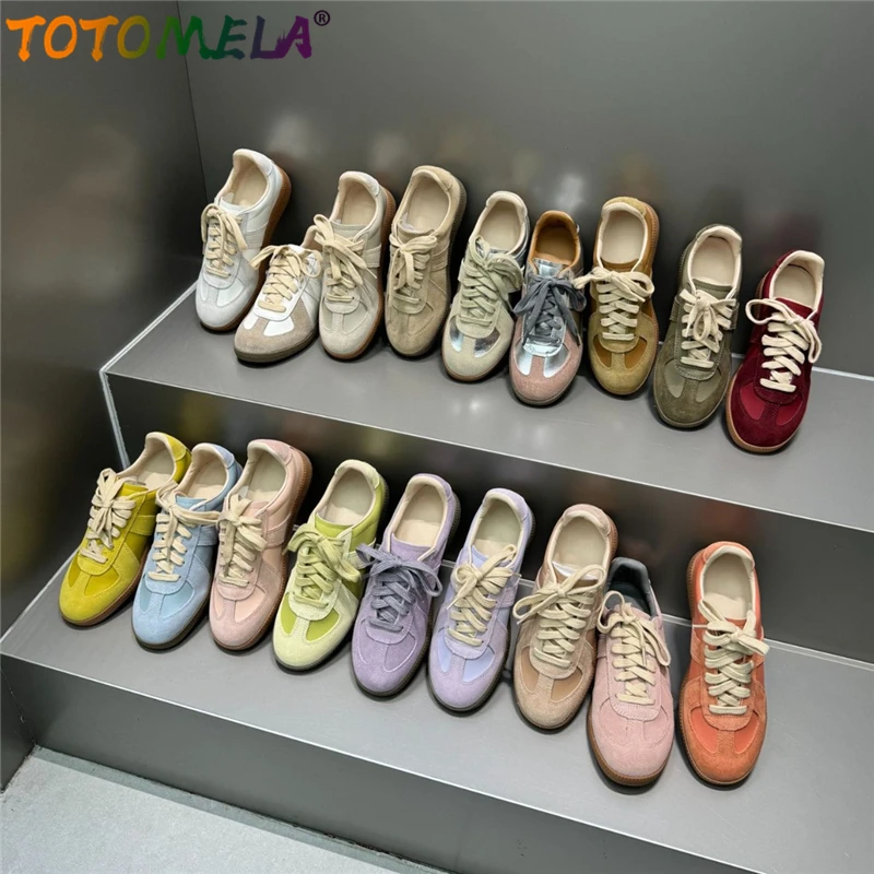 Women's Suede High-Top Sneakers - Mixed Color Casual Flats