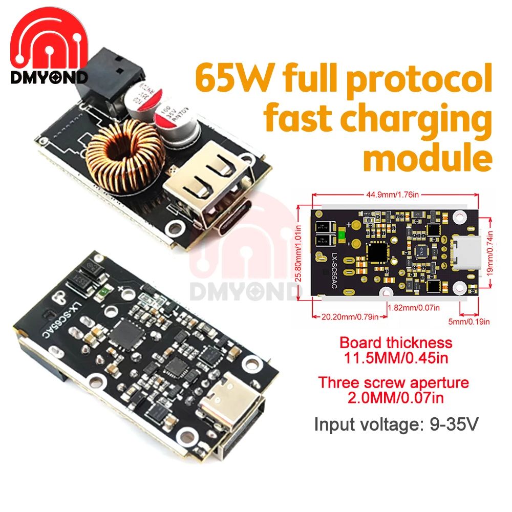 65W Fast Charging Converter Board USB Interface QC2.0 QC3.0 QC4.0 Output Protocol Fast Protocol FCP SCP HSCPV00C/DASH/WARP