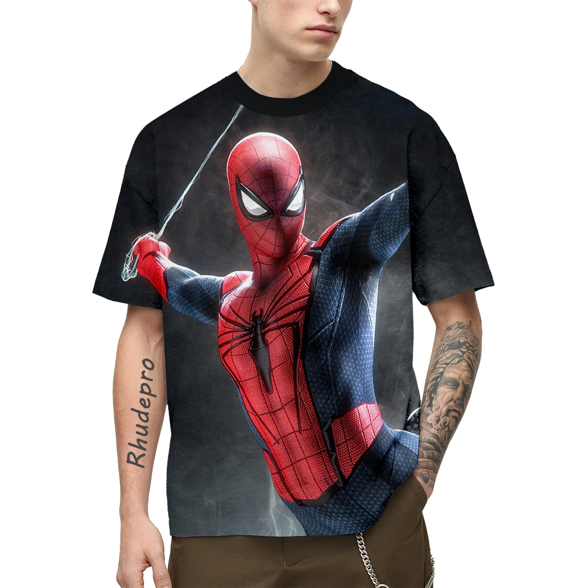 Miniso T-Shirts Spider-Man Cartoon Anime Sexy Girl 3D Print Streetwear Mężczyźni Kobiety Moda Oversized Shirt Kids Tees Tops Odzież