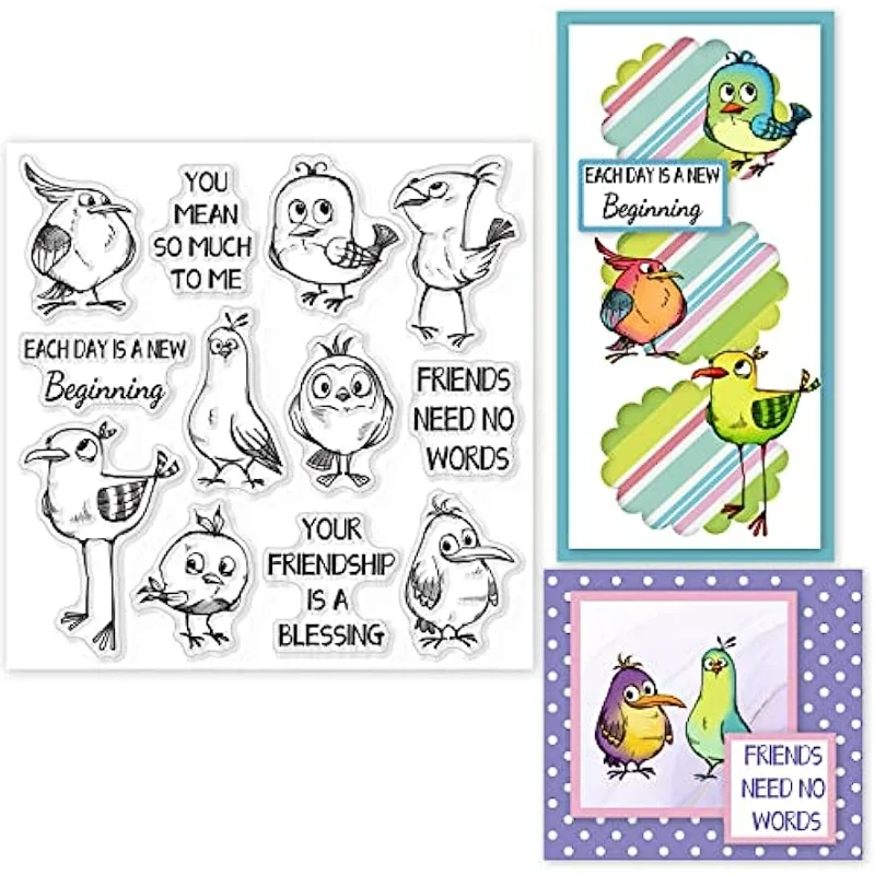 Ptaki przezroczyste znaczki kurczak sowa błogosławieństwo słowa silikonowe przezroczyste pieczęcie pieczęcie do tworzenia kartek DIY Scrapbooking dekoracja do albumu na zdjęcia