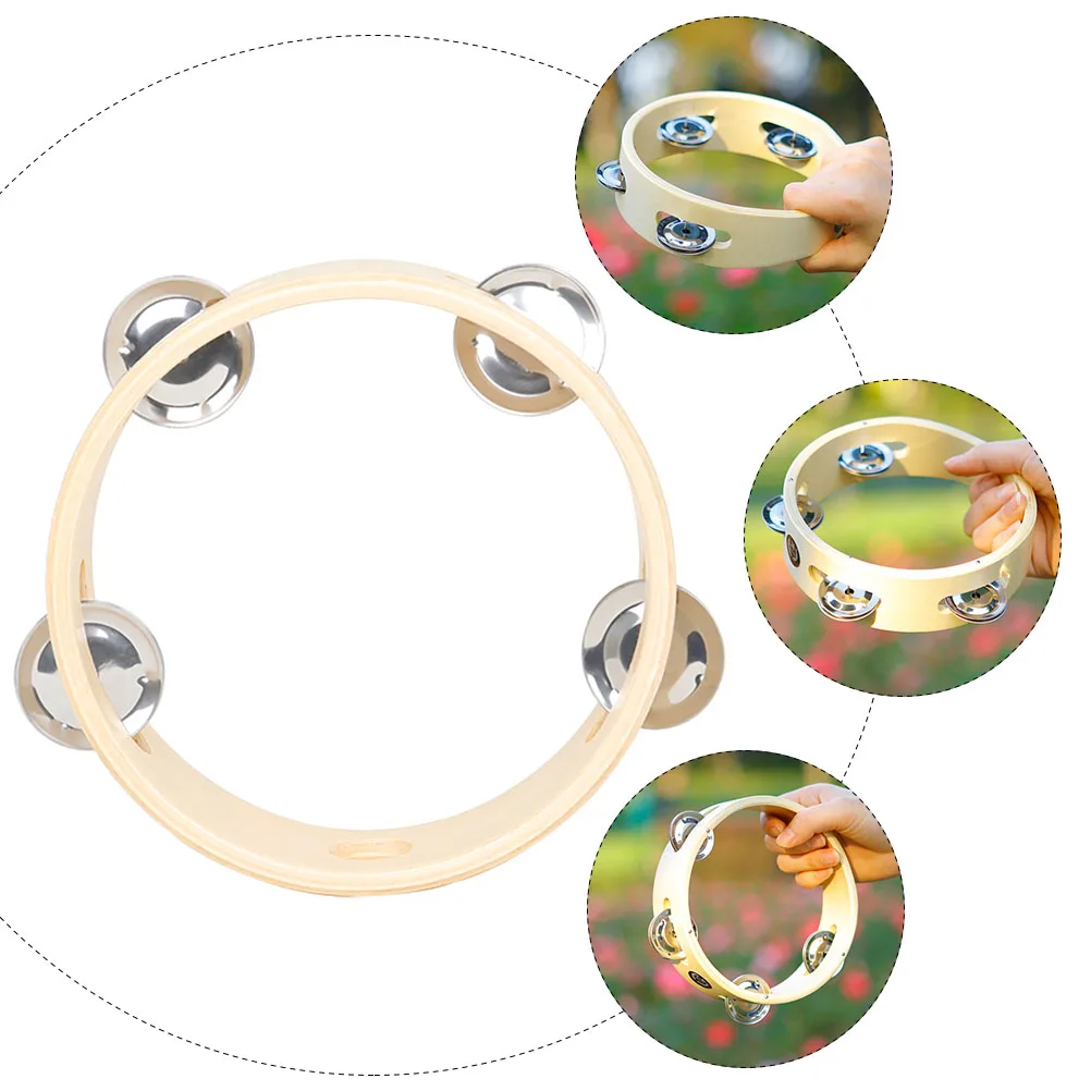 

Wooden Tambourine For Smooth Handheld Bell Drum Lightweight Musical Instrument Party Concert Education Wood Rattle